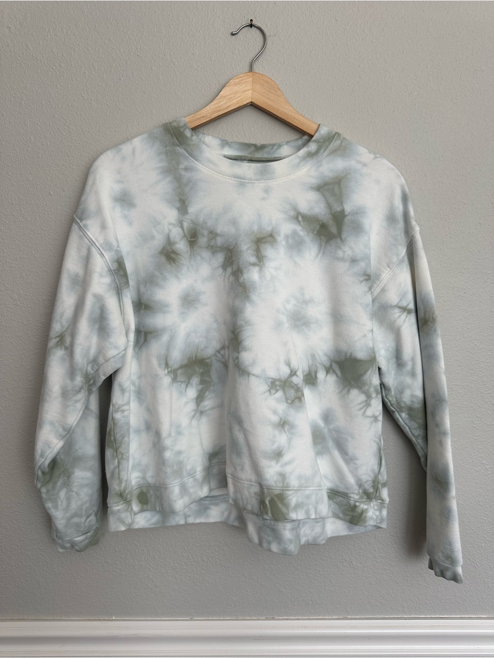 Madewell Tie-Dye Crewneck Sweater - Sage Green & White